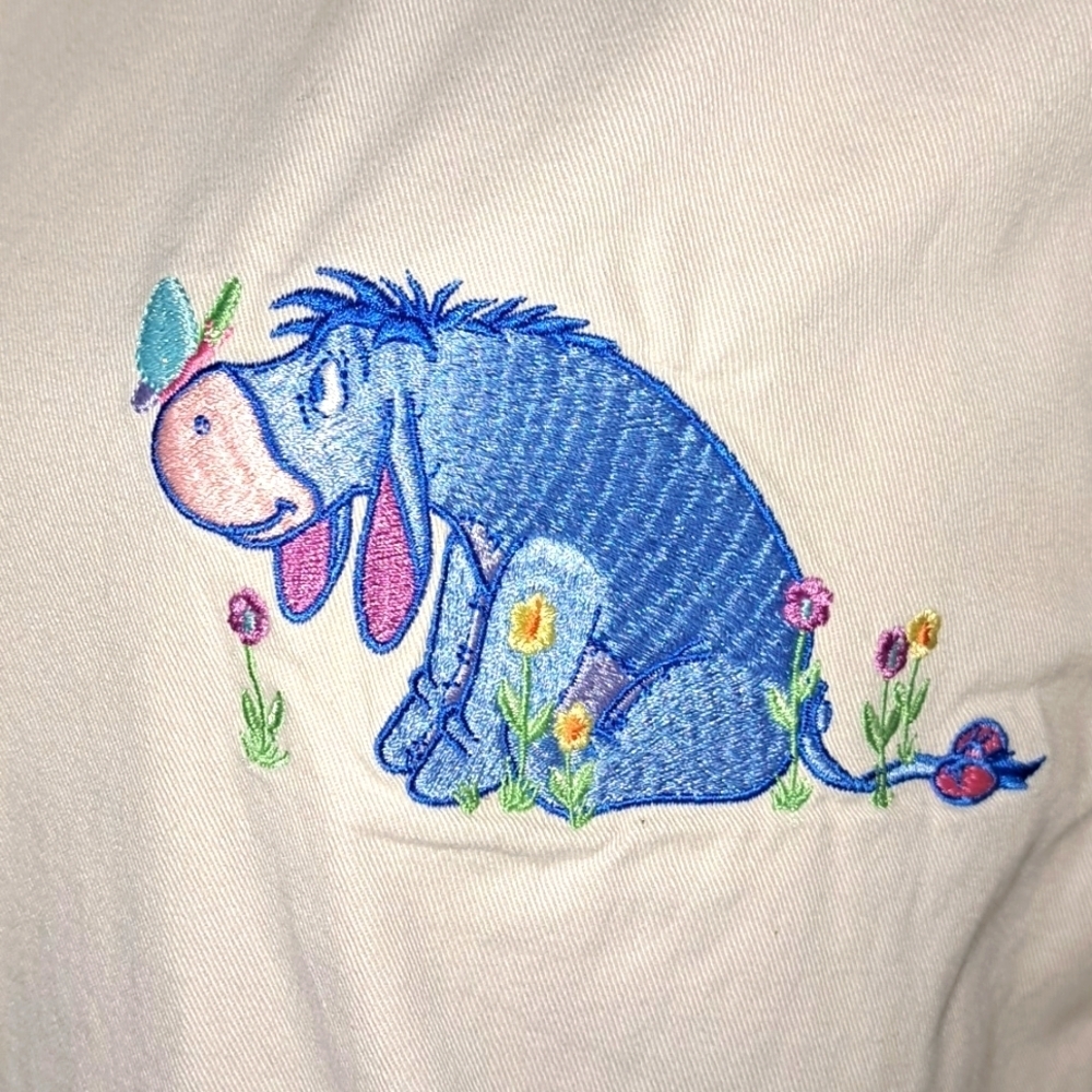 Disney Vintage Cream Utility Jacket with Eeyore Embroidered Detail Size Large - Picture 3 of 14
